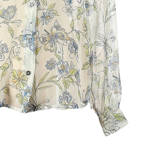 Vintage Jordan Sheer Butterfly Print Button Down Blouse Size M - Picture 6 of 9